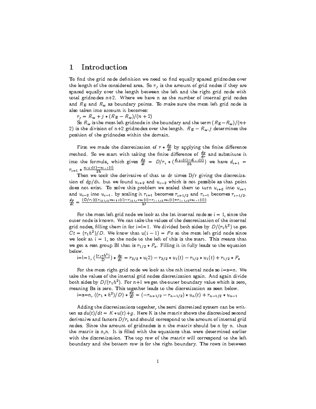 Numerical Methods for Grid Node Discretization in 1D - Studeersnel