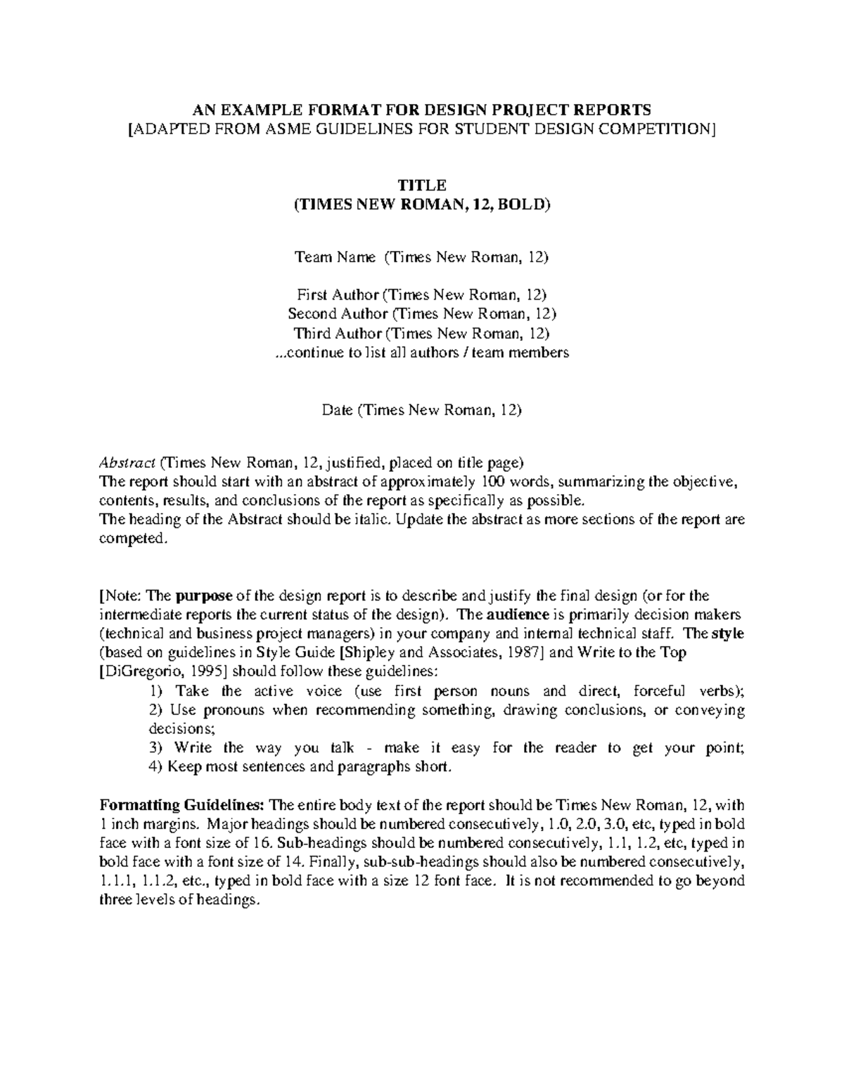 Design Project Report Template: Guidelines for Effective Documentation ...