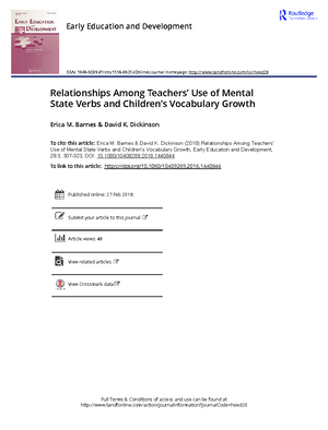 Effects of Kindergarten Vocabulary Instruction on Target Knowledge ...
