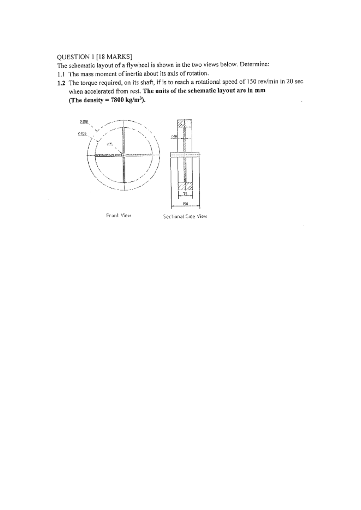 Flywheel Analysis: Mass Moment of Inertia & Torque Calculation - Studocu