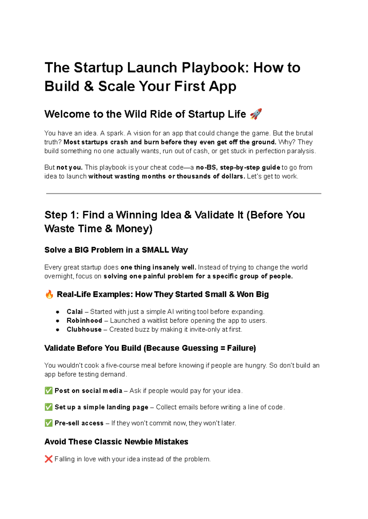 DSA 101: Startup Launch Playbook Summary Notes - Studocu