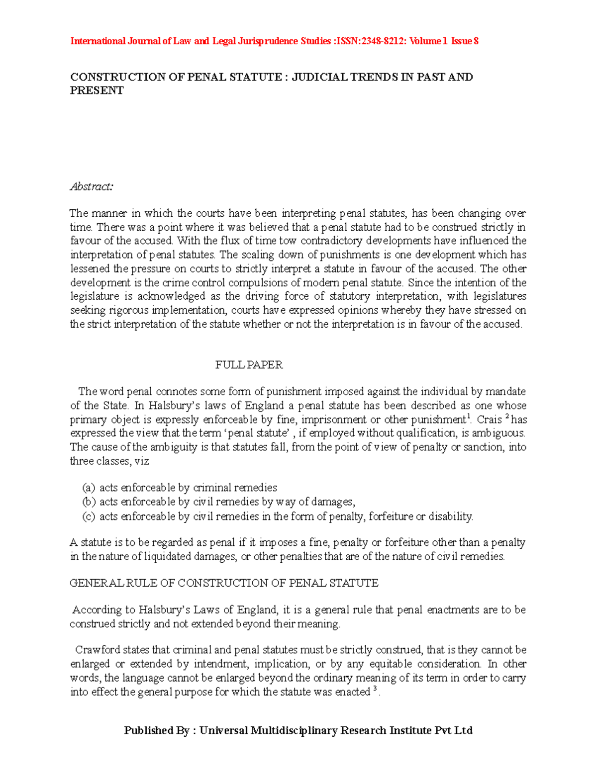 2.4 Judicial Trends on Strict Interpretation of Penal Statutes - Studocu