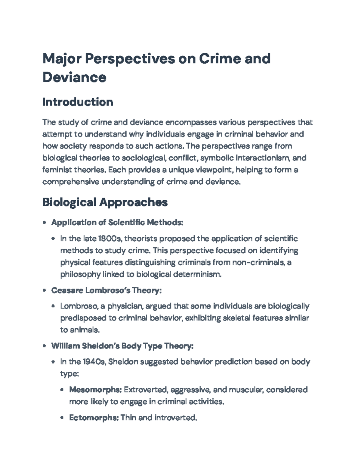 Major Perspectives on Crime and Deviance - SOC101 Overview - Major ...