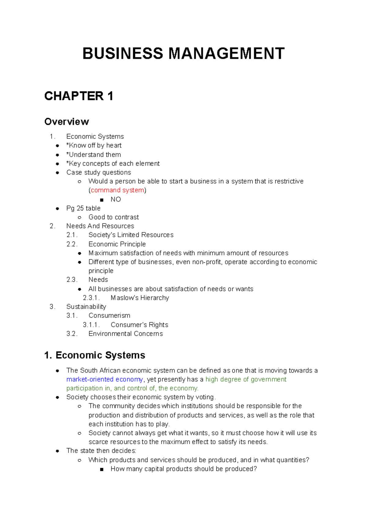 Business Management - June Exam Notes & Summaries for Key Concepts ...