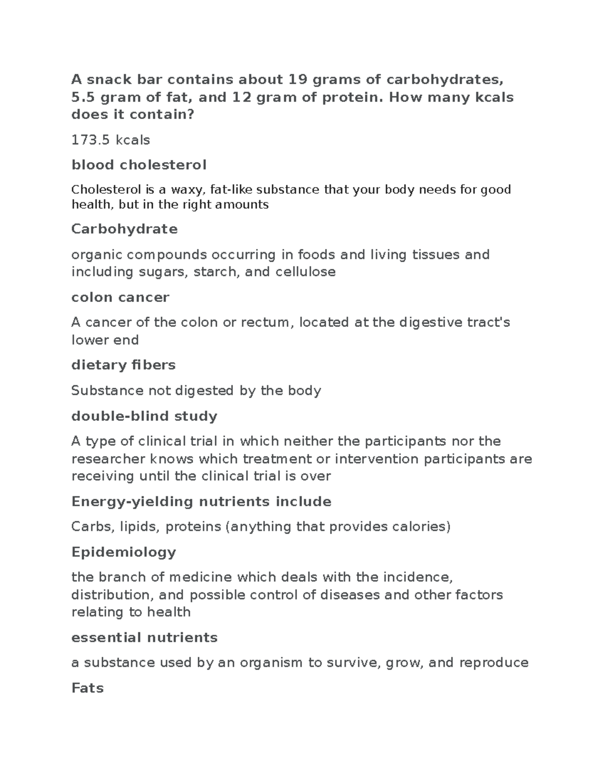 NUTR 101: Chapter 1 Study Guide on Nutrition Basics & Terms - Studocu