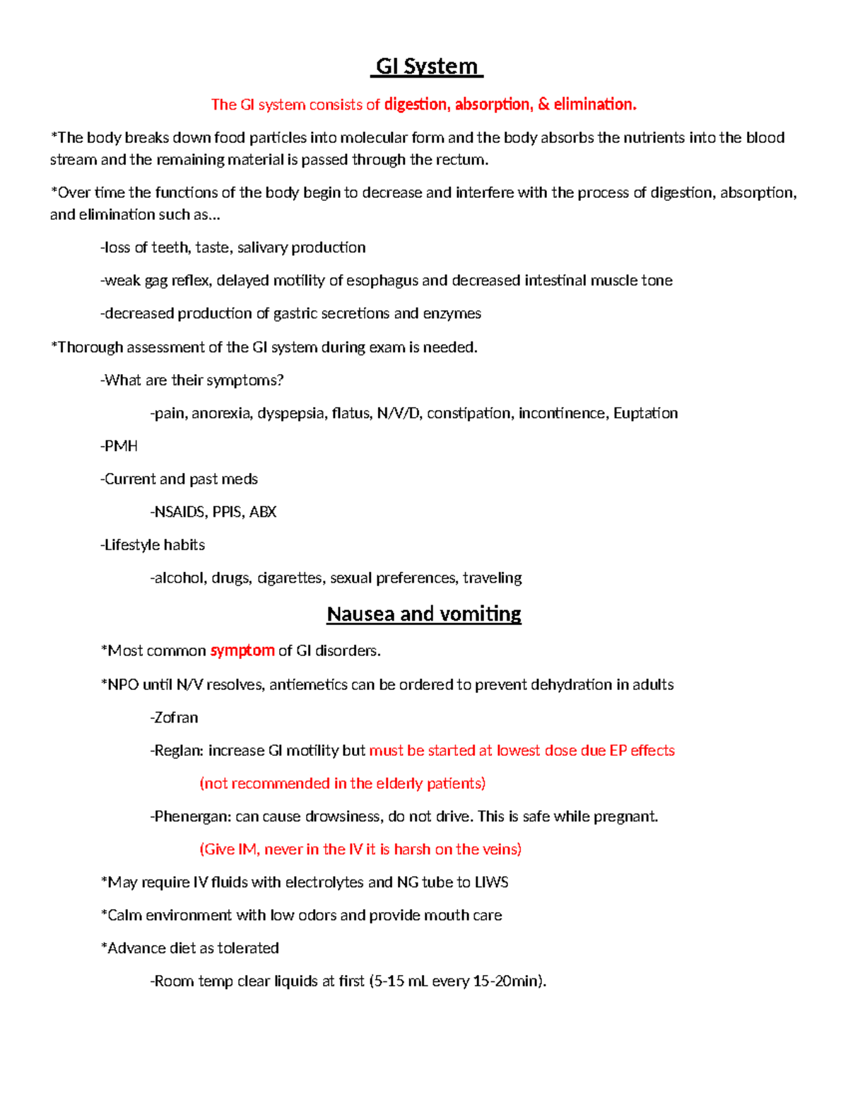 GI System Upper G1 Study Notes for Nursing Exam Prep - Studocu