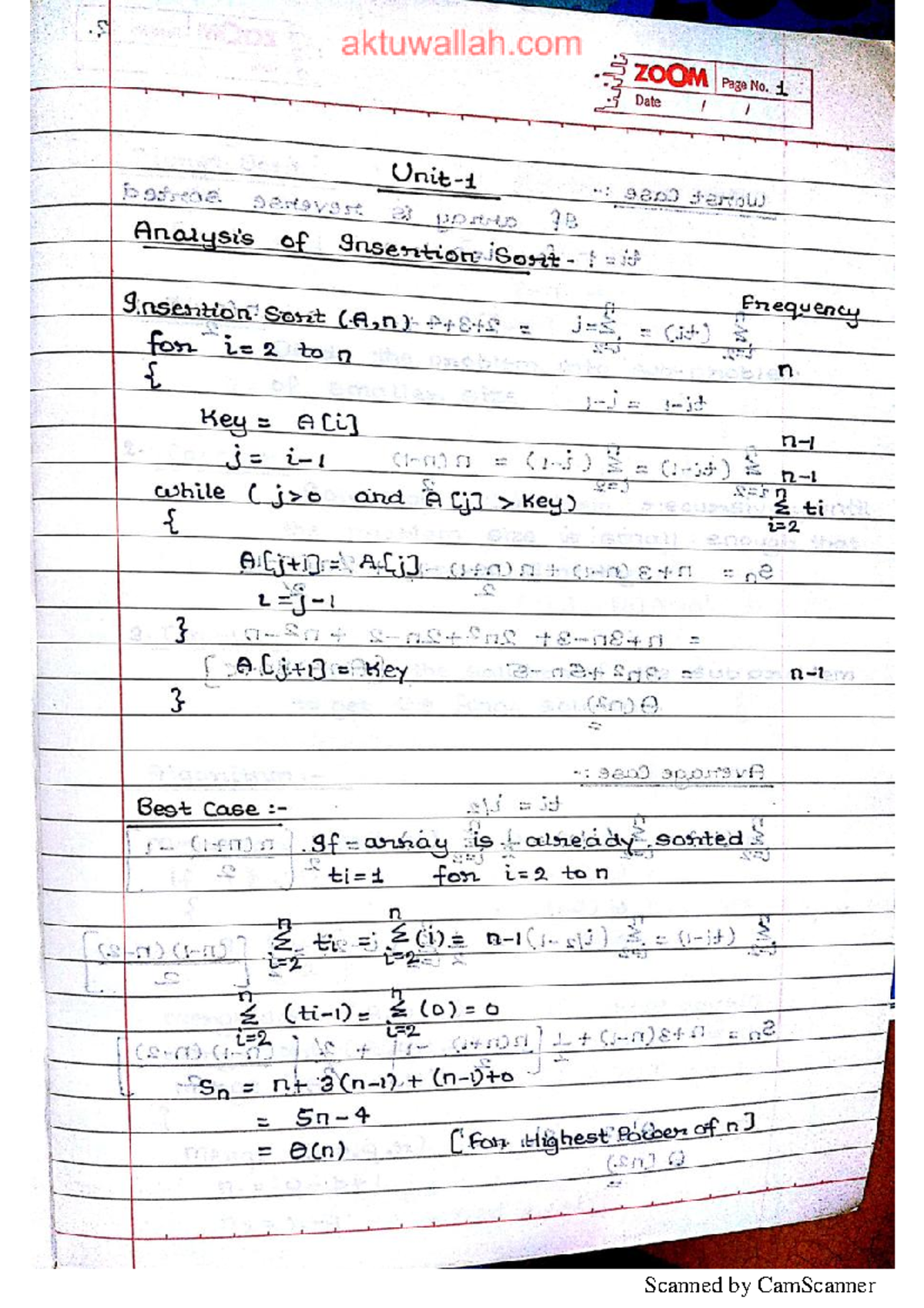 Analysis of Sorting Algorithms: DAA 7B 9800 Term Notes - Studocu
