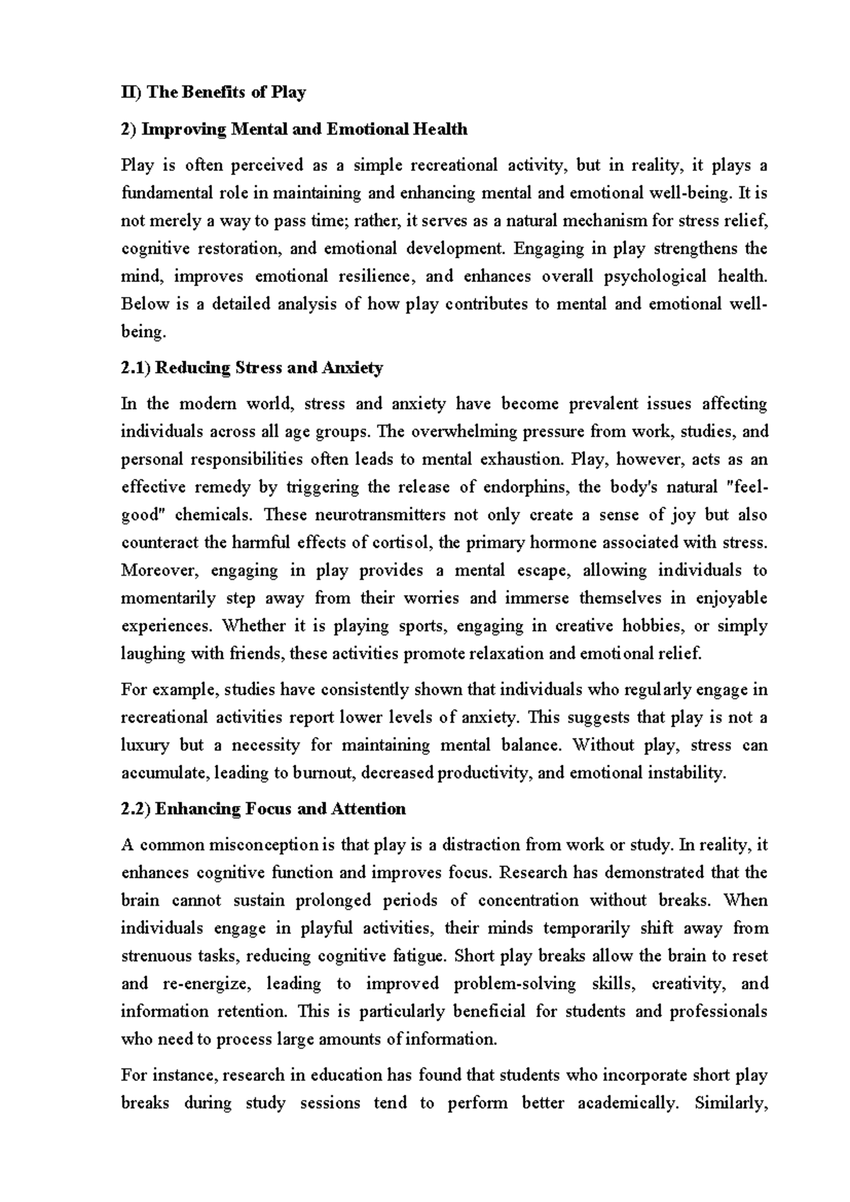 II TANC - The Role of Play in Enhancing Mental and Social Wellbeing ...