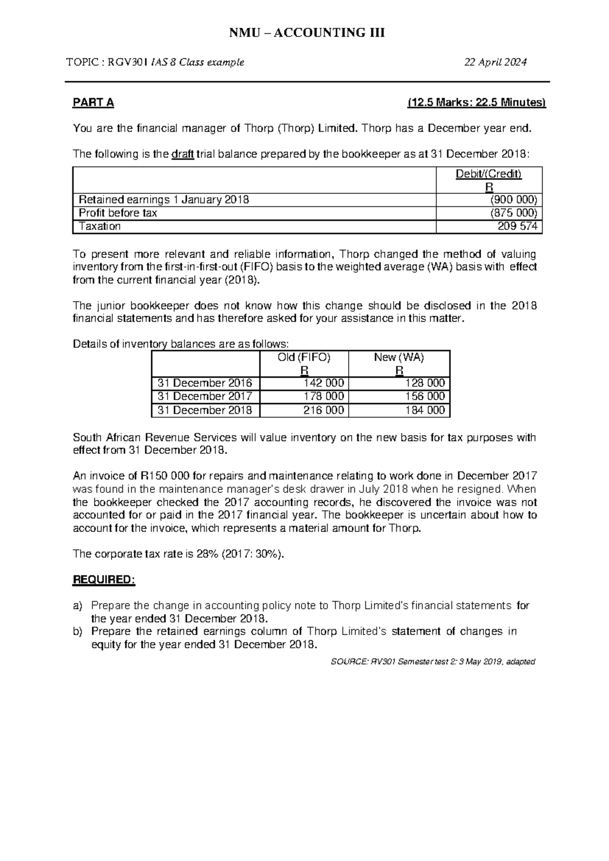 RGV301 IAS 8 Class Example Notes - 22 April 2024 - Studocu