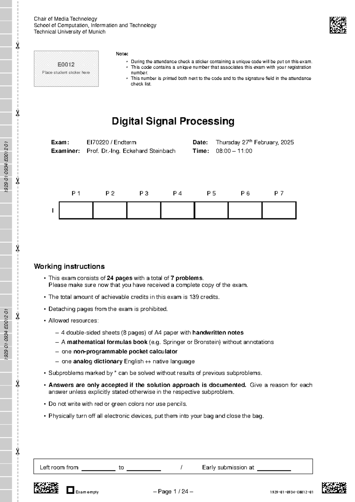Final Exam EI70220 - Digital Signal Processing WS2025 - Studocu