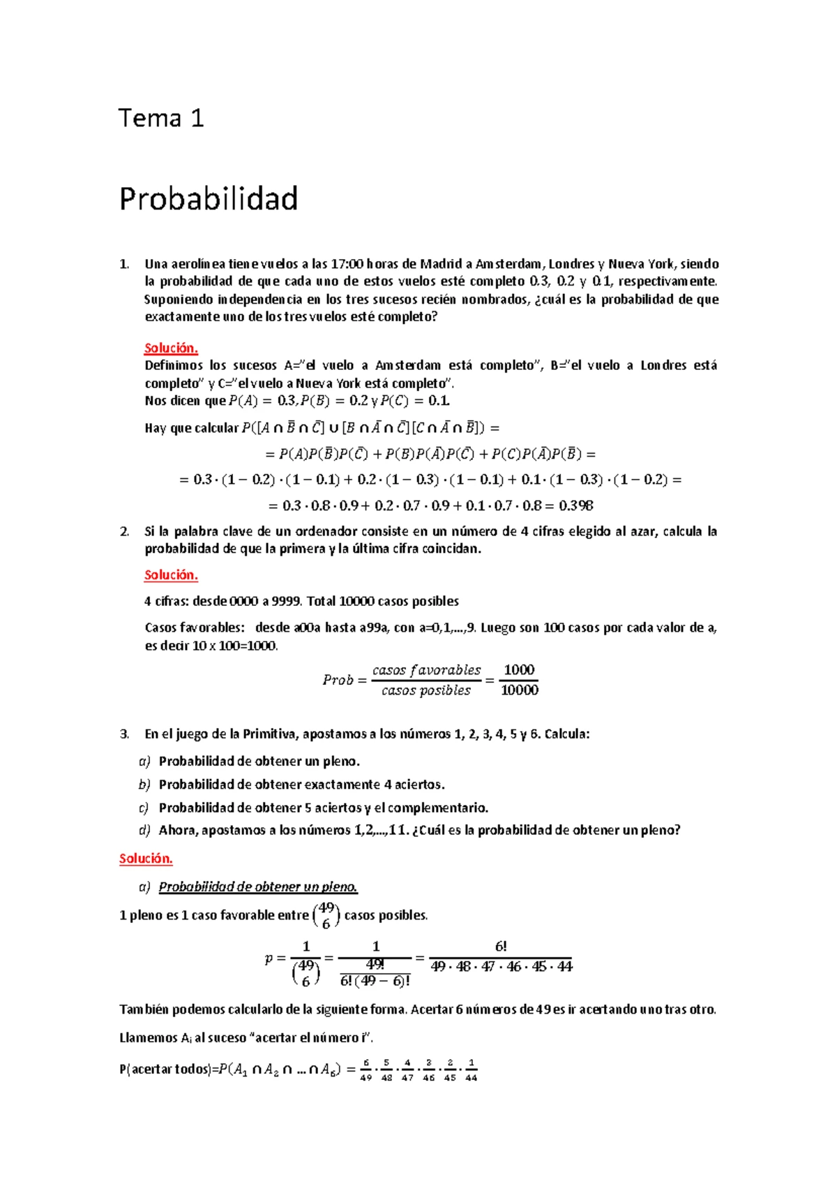 Ejercicios Resueltos - Tema 5 de Probabilidades (Curso Estudios) - Studocu