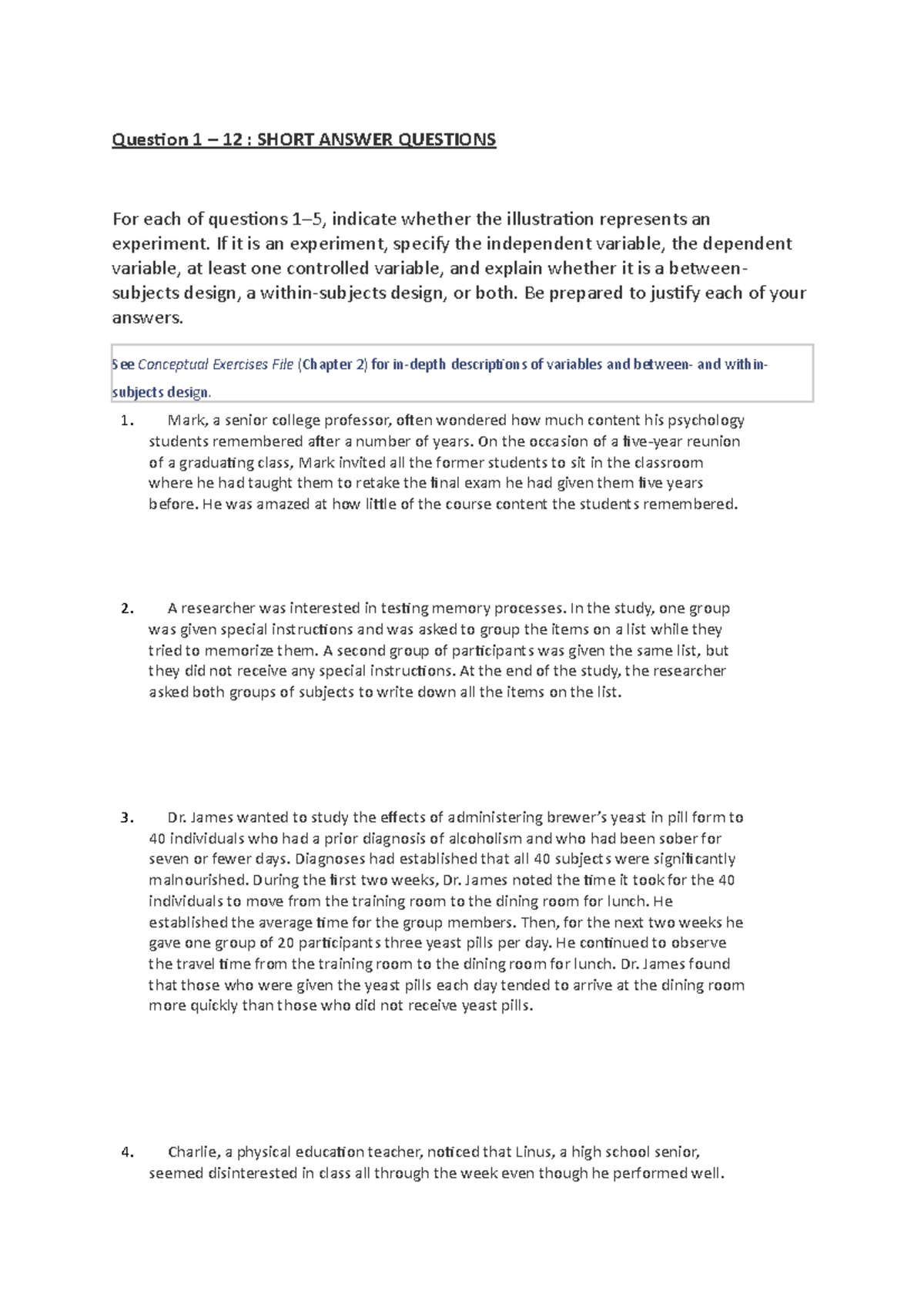 Docx - Lecture Notes - Question 1 – 12 : SHORT ANSWER QUESTIONS For ...