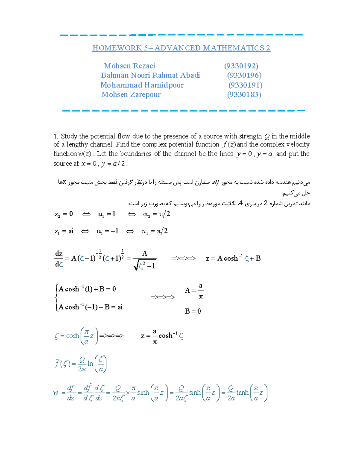 Advanced Topics in Applied Mathematics HW5 Solutions and Problems - Studocu