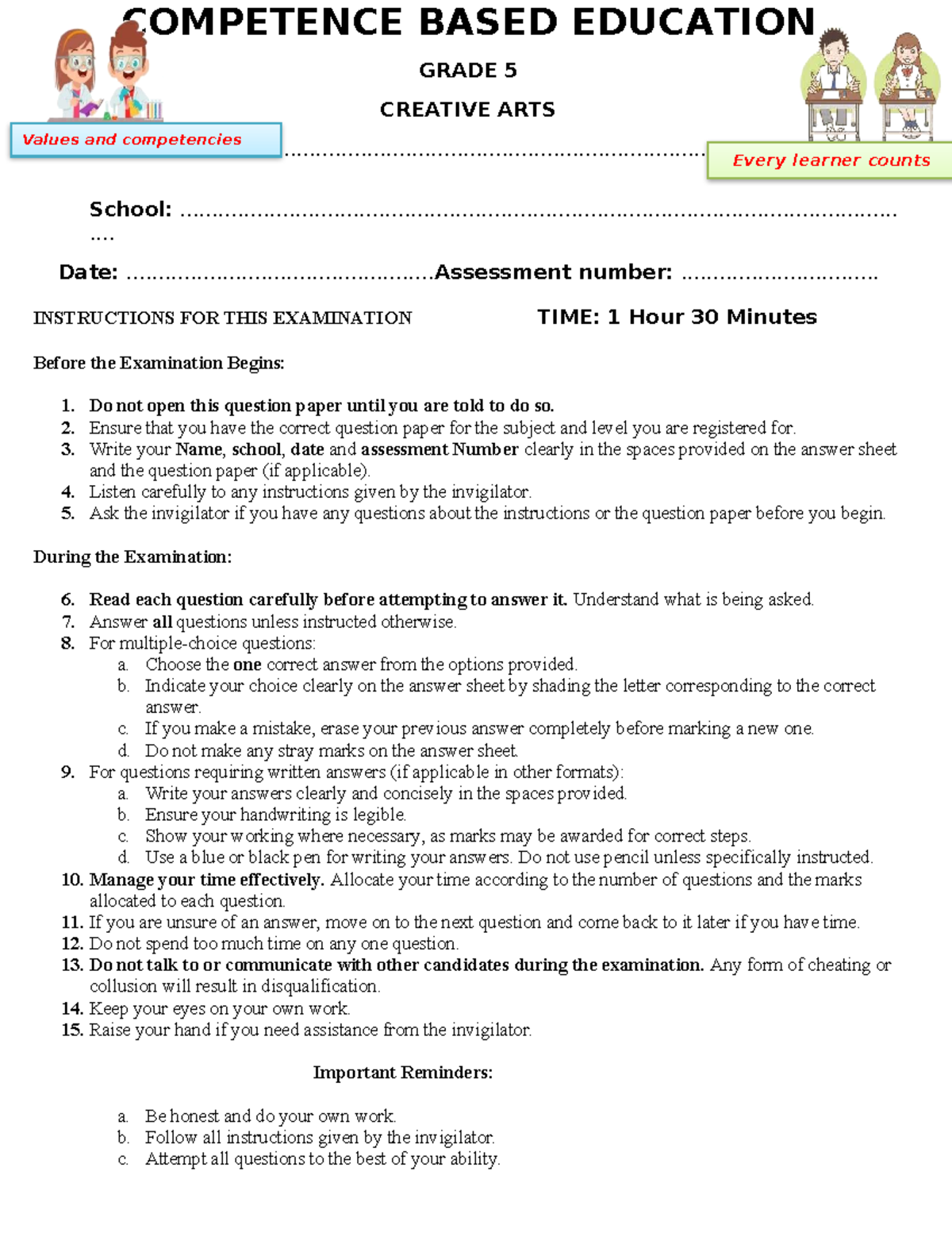 COMP 5 CREATIVE ARTS - Practice Exam Notes - Studocu