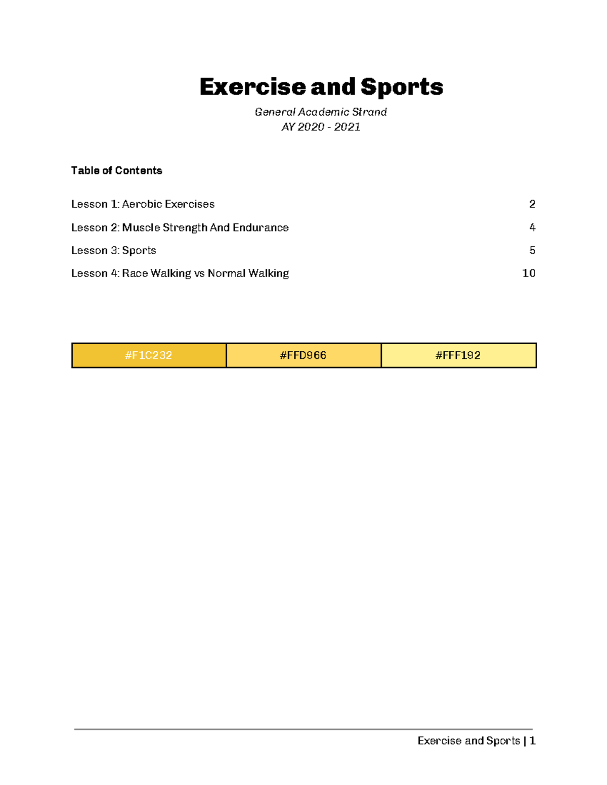 Exercise and Sports - Physical Education - Exercise and Sports General ...