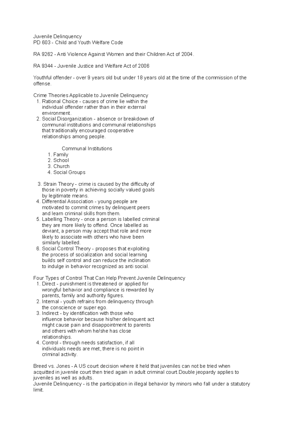 Juvenile Delinquency Insights: PD 603 Child & Youth Welfare Laws - Studocu