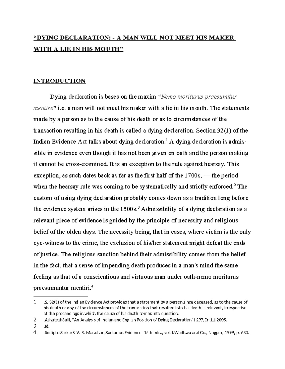 Dying Declaration: Legal Principles and Evidentiary Value (Law 101 ...