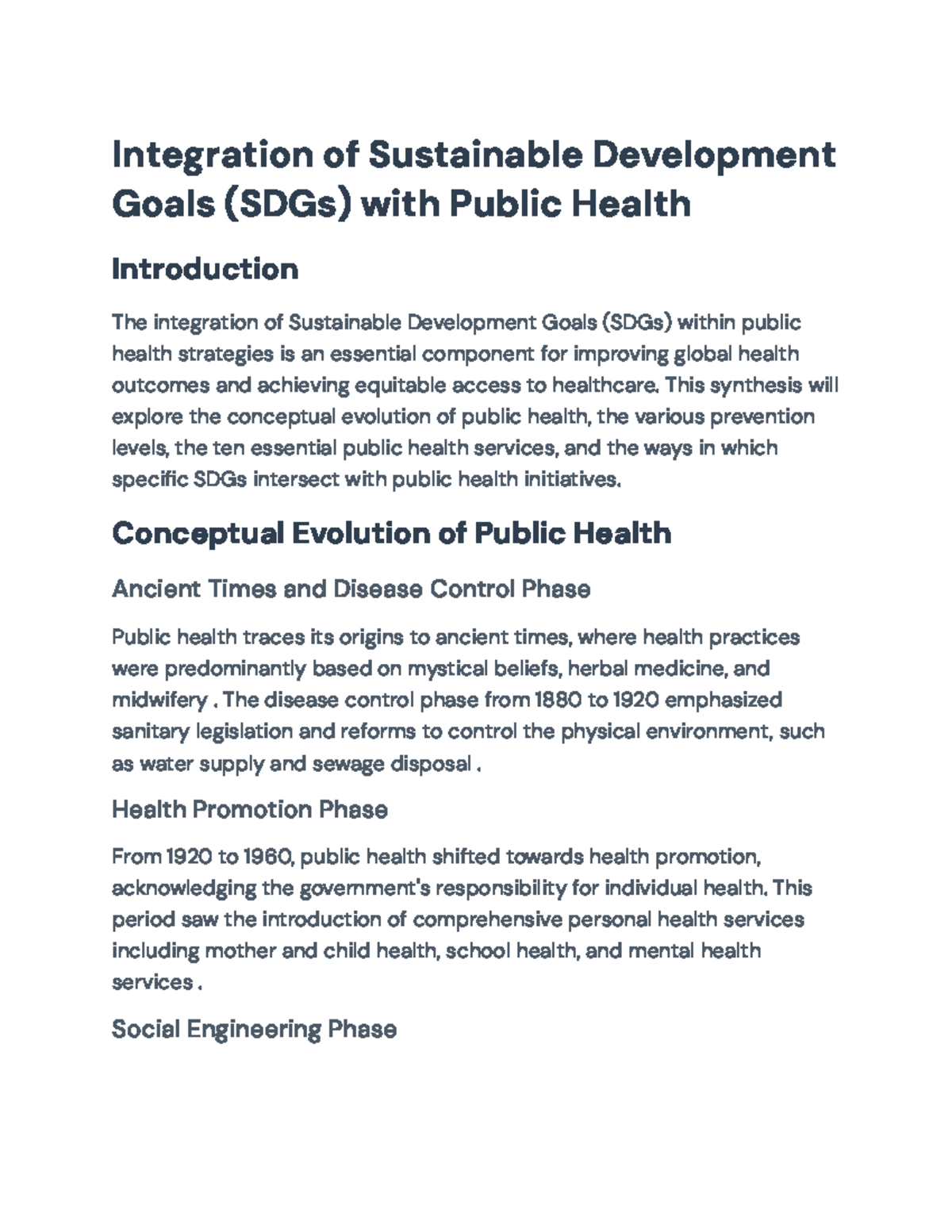 Integration of Sustainable Development Goals (SDGs) in Public Health ...