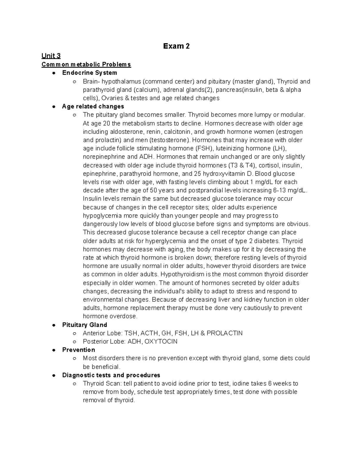 Med Surg Exam 2 - Comprehensive Notes on Endocrine Disorders LVN - Studocu