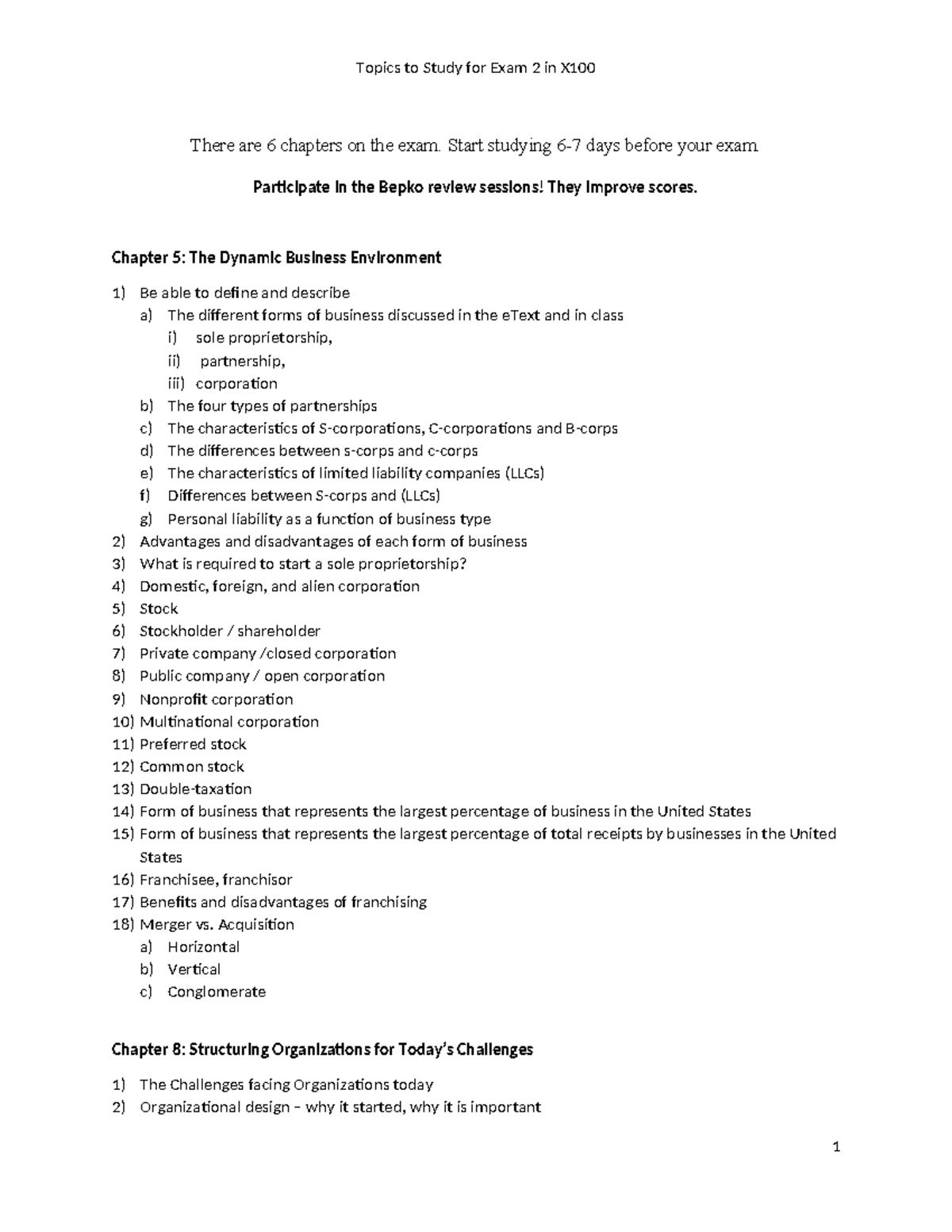 Study Guide for Exam 2 in X100: Key Concepts & Topics - Studocu