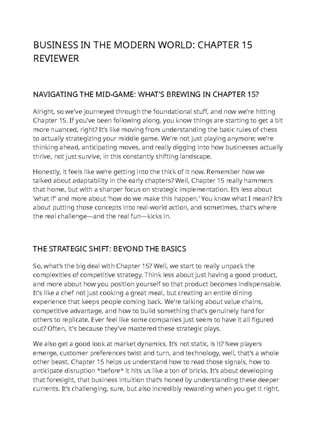 BUSINESS IN THE MODERN WORLD: CHAPTER 15 REVIEWER - Studocu
