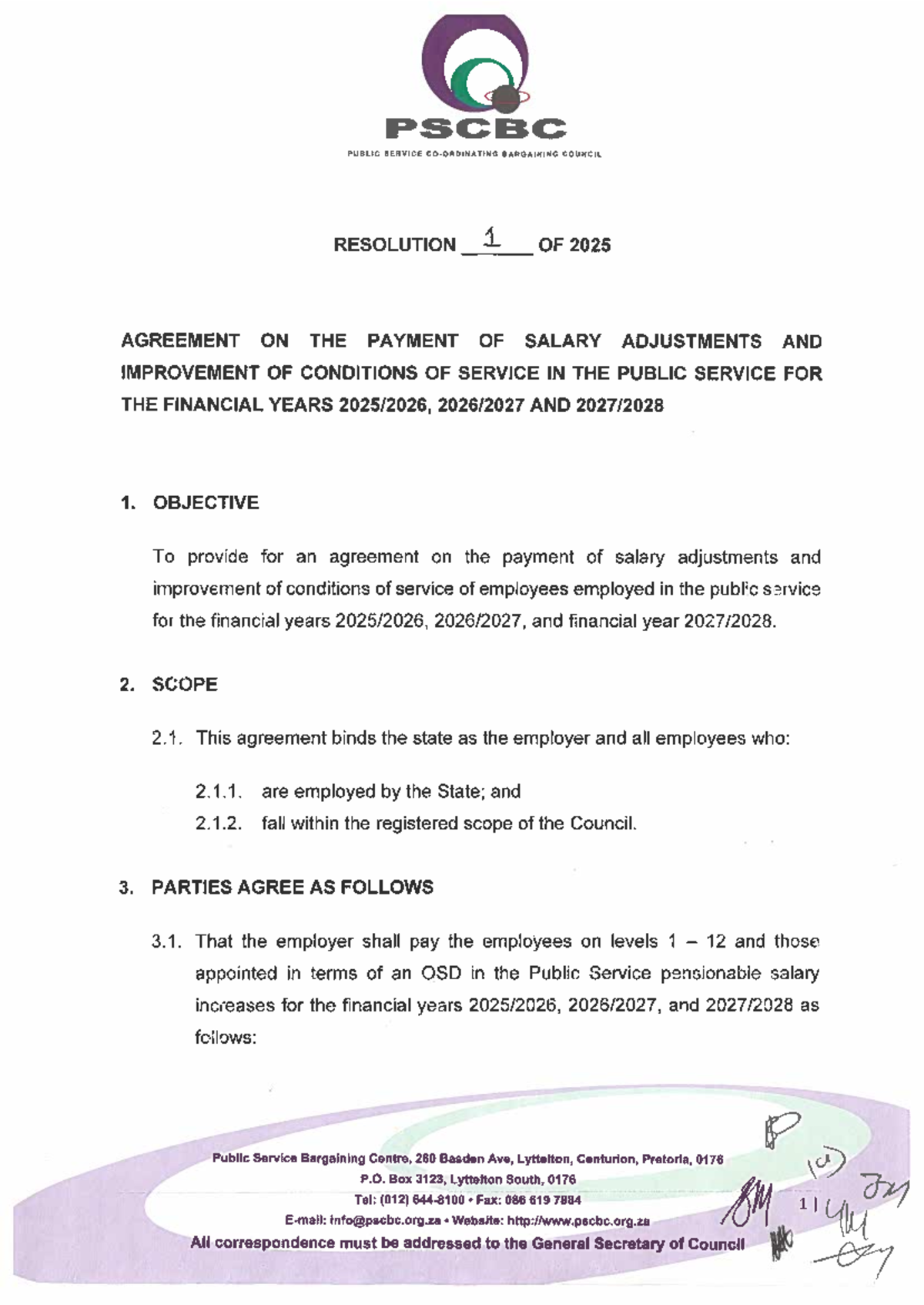 PSCBC Resolution 1 of 2025: Salary Adjustments & Service Conditions ...