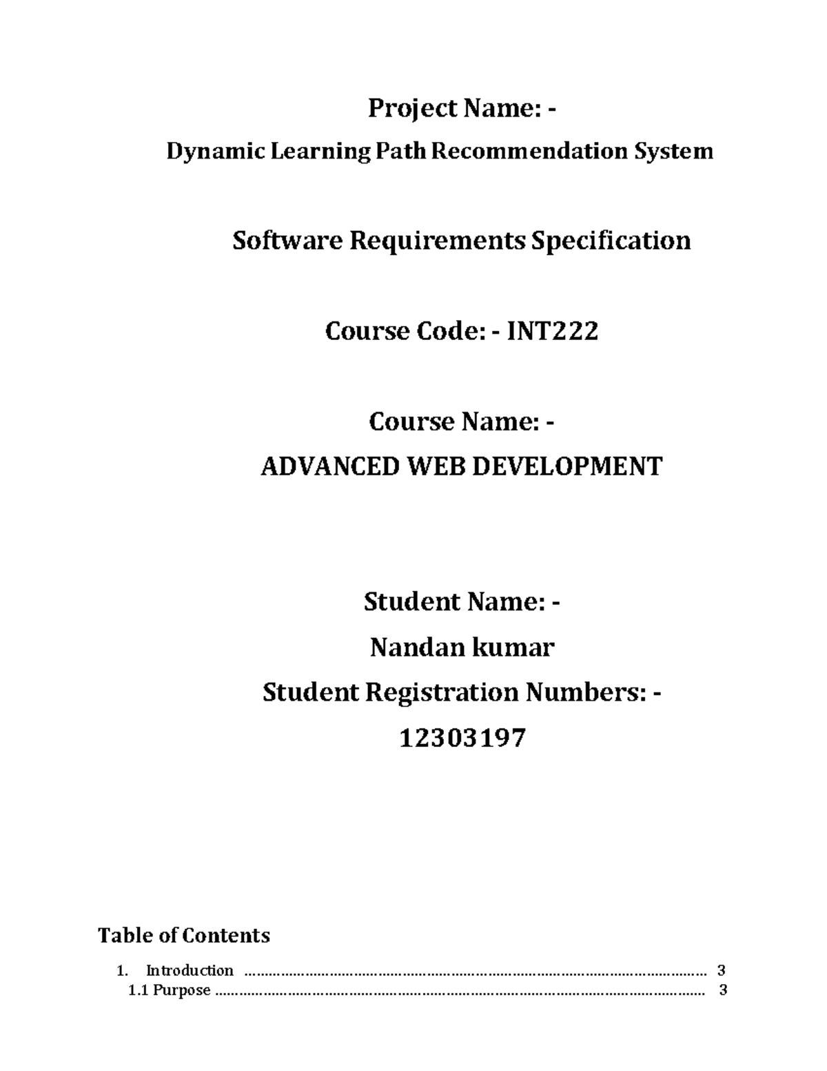 Dynamic Learning Path Recommendation System SRS (ADVANCED WEB DEV ...