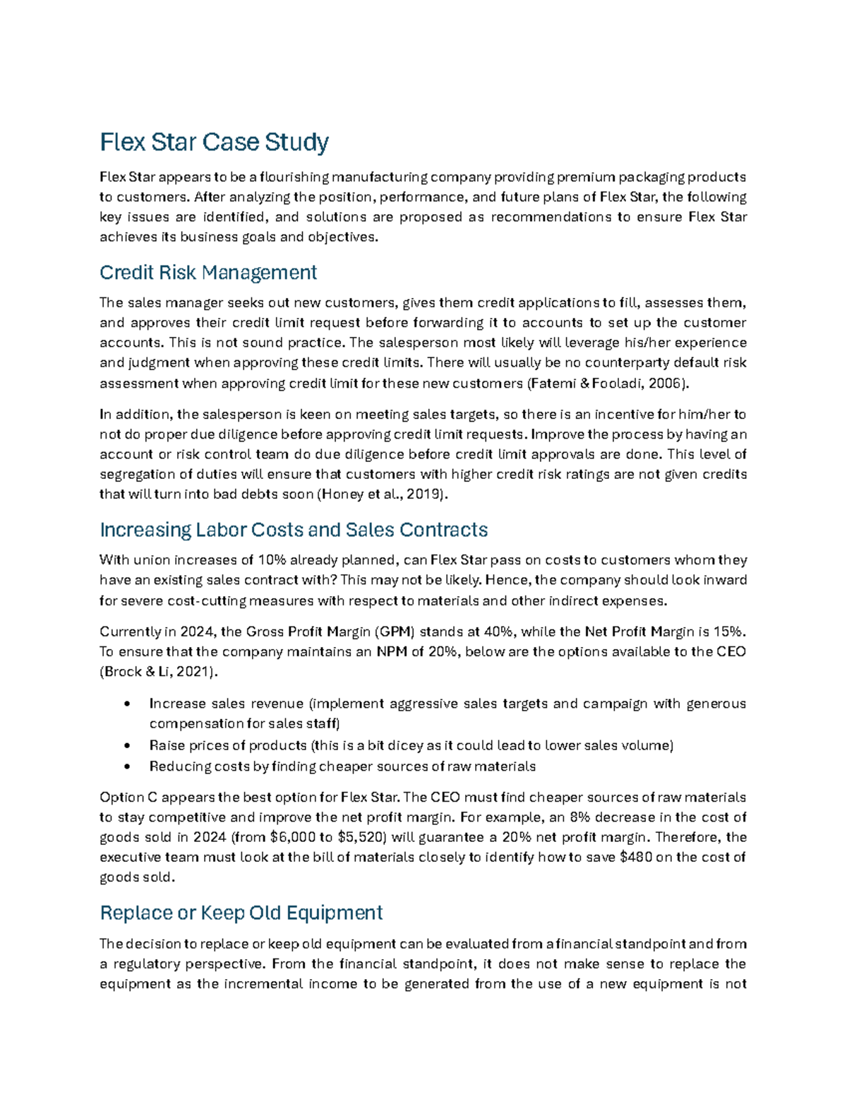 Flex Star Case Study: Analyzing Business Challenges & Solutions - Studocu