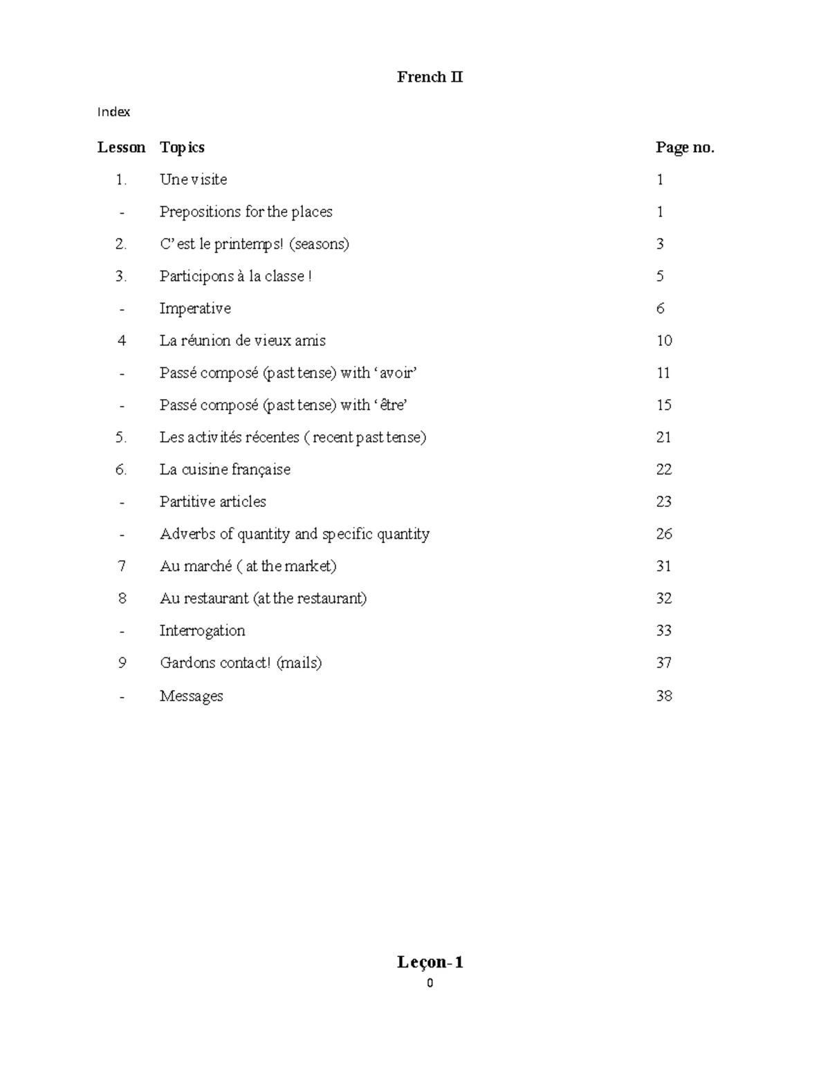 French II Module - SEMESTER IV Course Objective- : To teach students ...