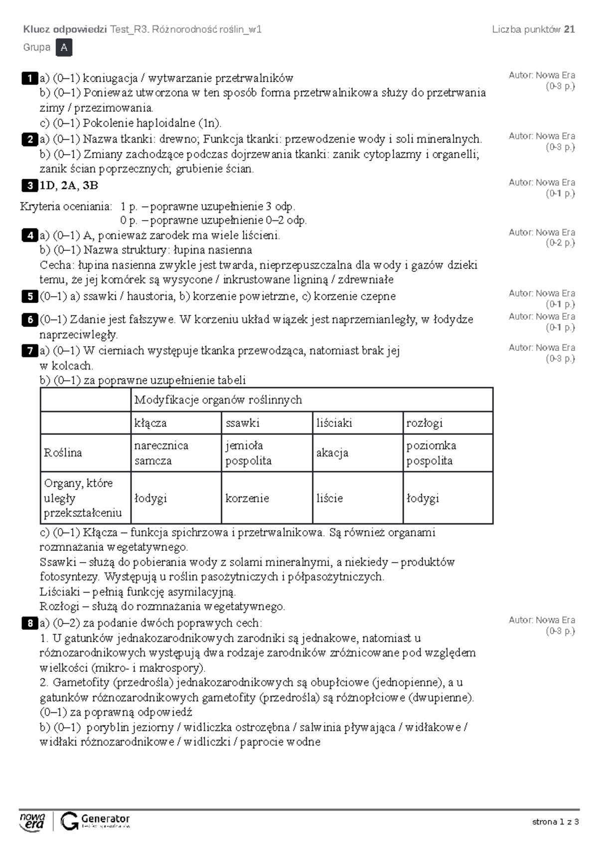 Sprawdzian Funkcjonowanie Roślin Nowa Era Chomikuj www.studocu.com