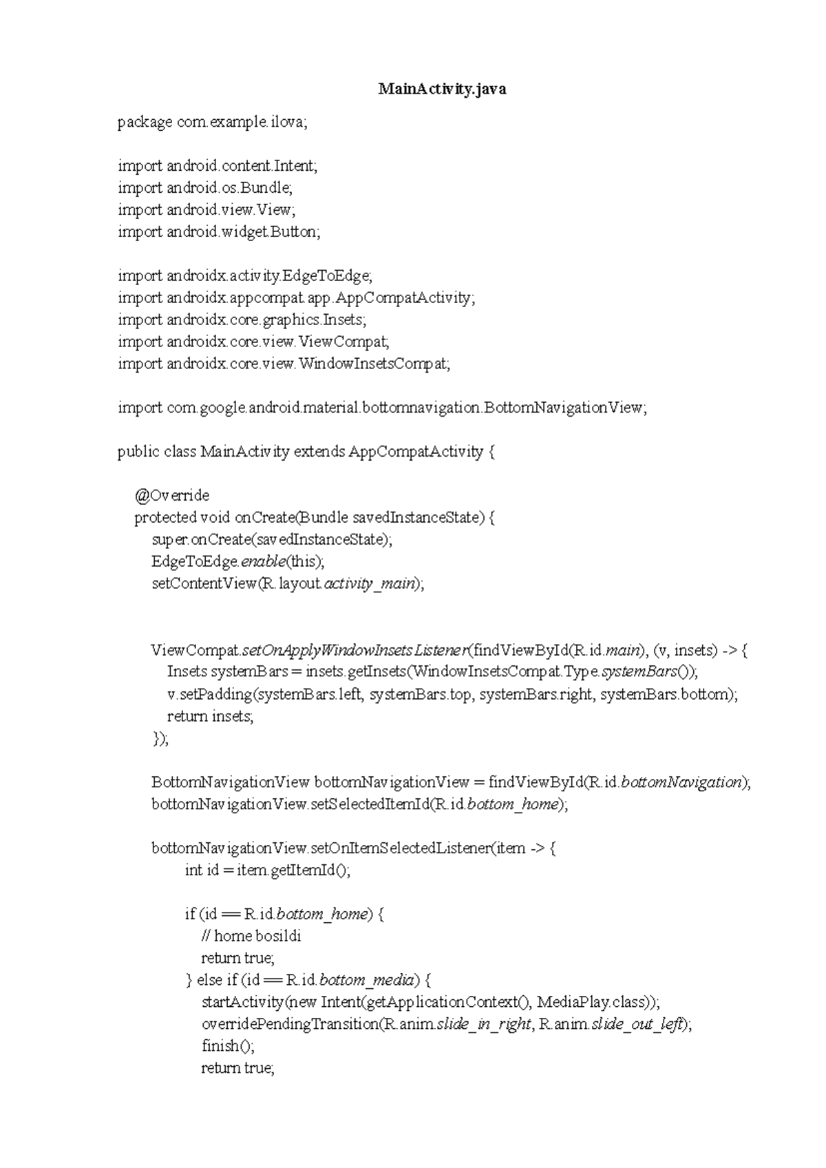 Android App Development: MainActivity.java Overview - Studocu