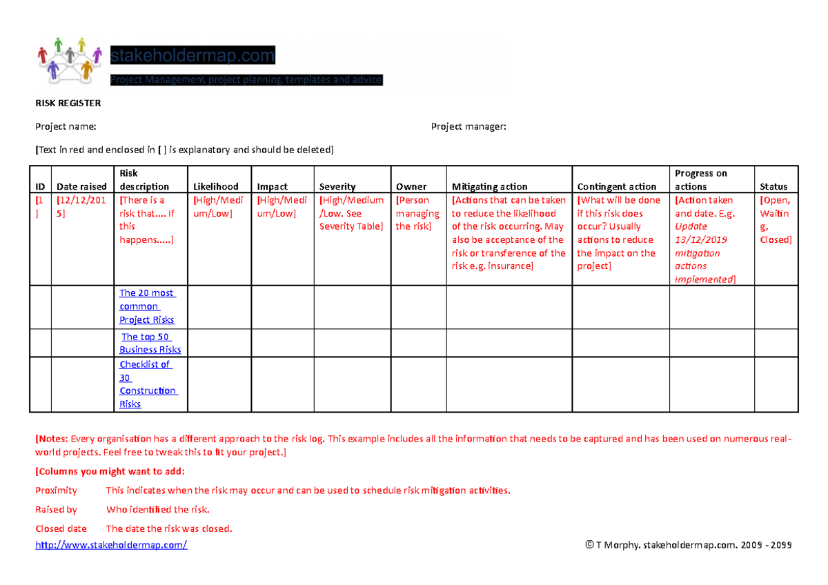 BUS530 Unit 6 Comprehensive Risk Register Template Guide - Studocu