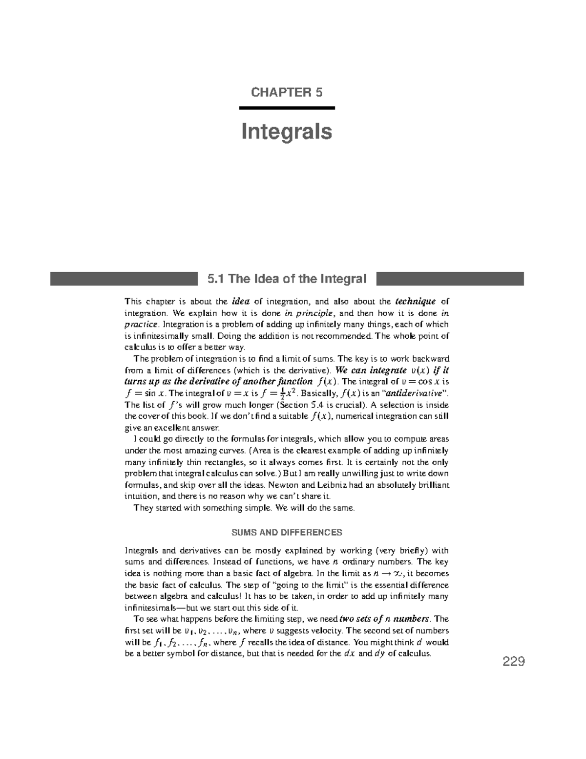 CHAPTER 5 Integrals: Understanding the Concept and Techniques of ...