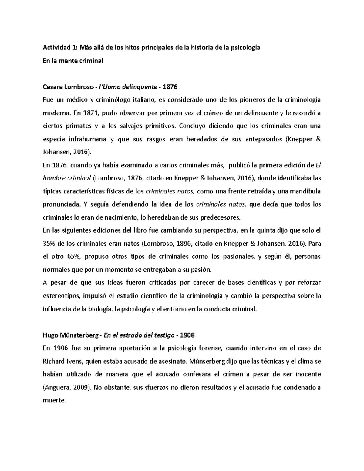 Actividad 1: Historia de la Psicología y Criminología - Document Preview