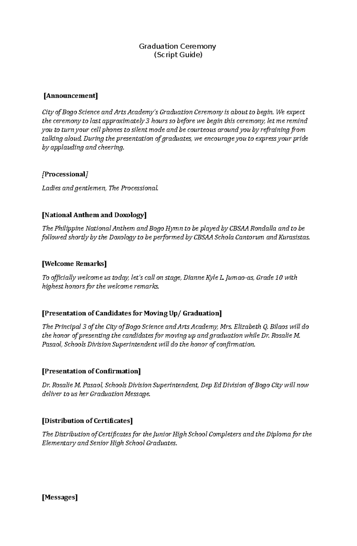 Enclosure to DepEd Memorandum No. 2025: Guidelines for National ...