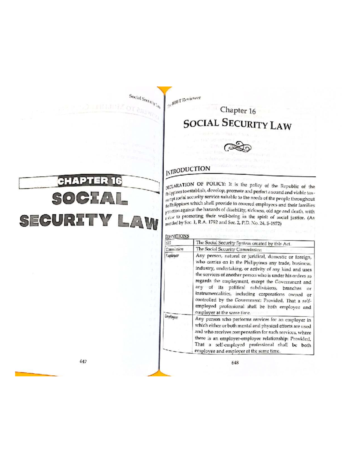 Social Security Law: RFBT Reviewer for Chapter 16 - Studocu