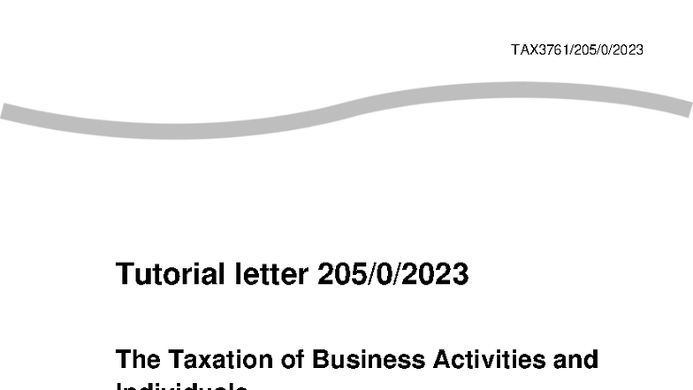 TAX3761 2023 Test 4 Solutions: Taxation of Business Activities - Studocu