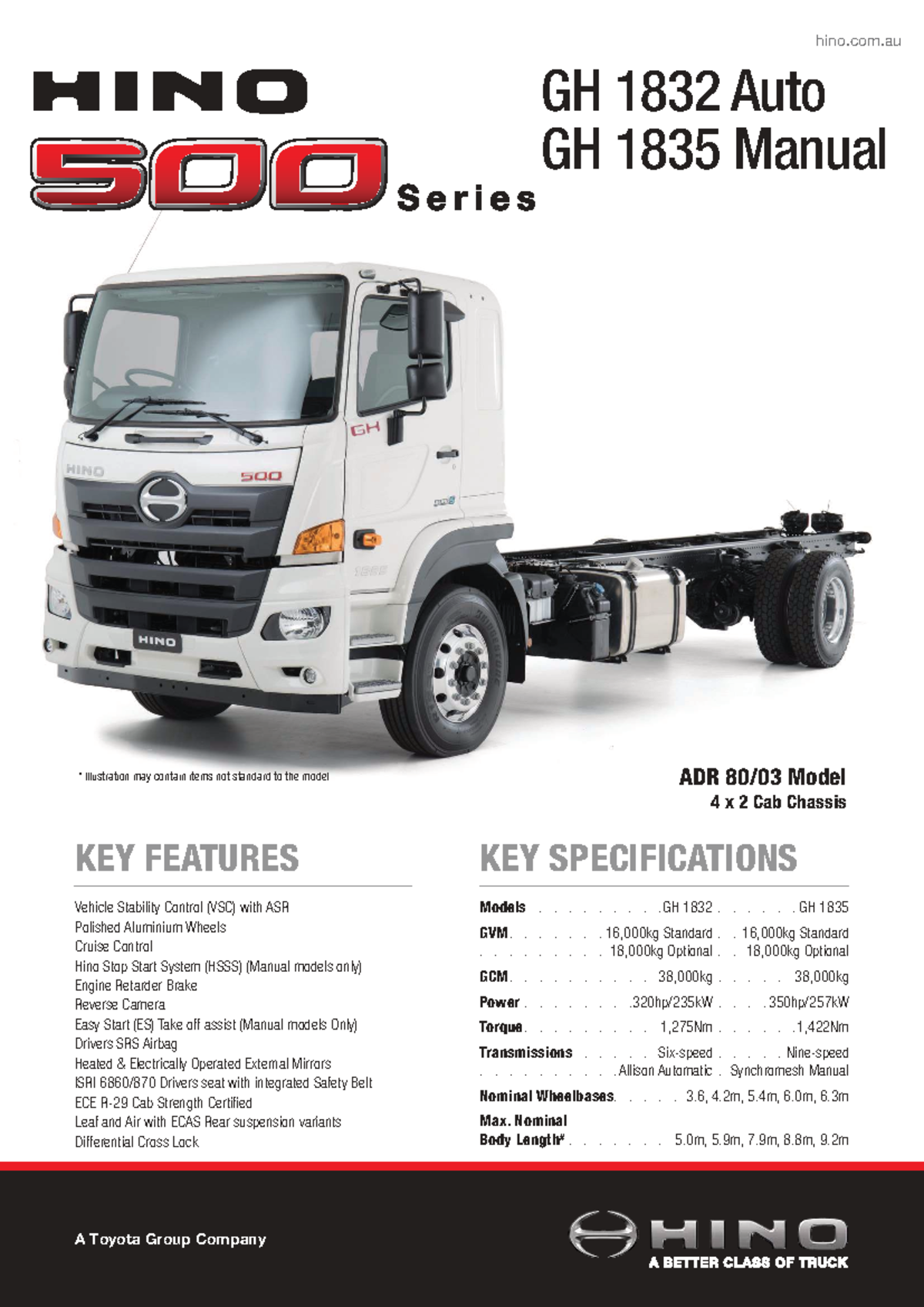 HINO 500 GH 1832 & GH 1835 4x2 Auto/Manual Specifications Guide - Studocu