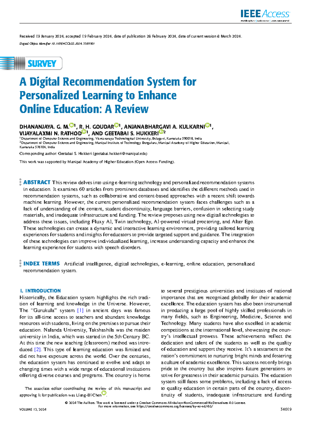 A Digital Recommendation System for Personalized Learning in Online ...