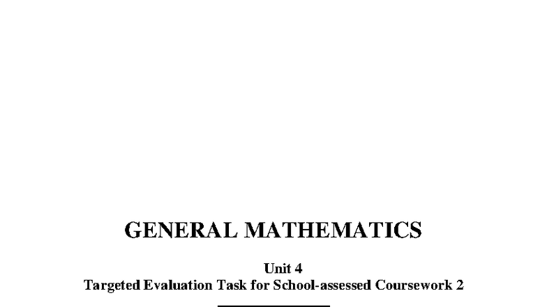 General Mathematics 2025 Unit 4 TET 2: Networks Problem Solving ...
