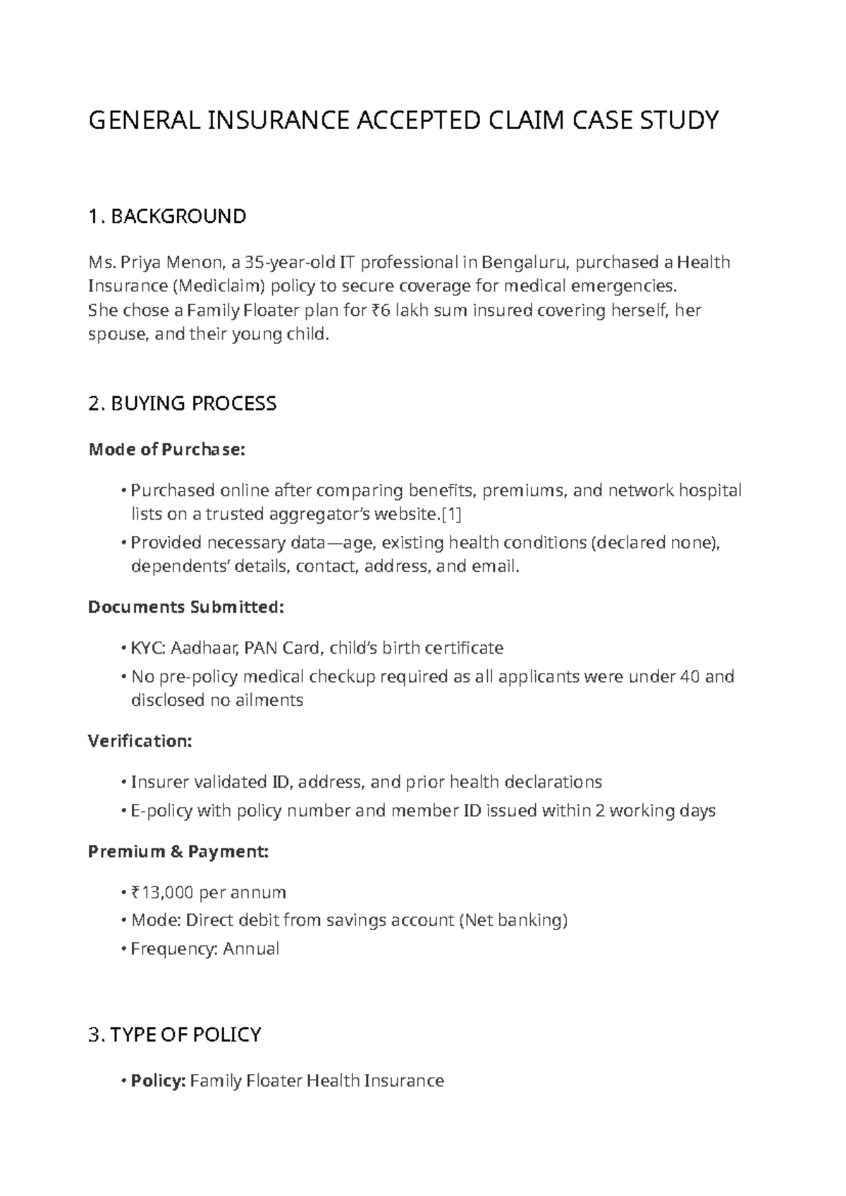 Insurance Claim Case Studies: Accepted & Rejected Claims Analysis - Studocu