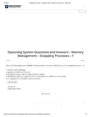 Process Control Block - Operating Systems Questions and Answers ...