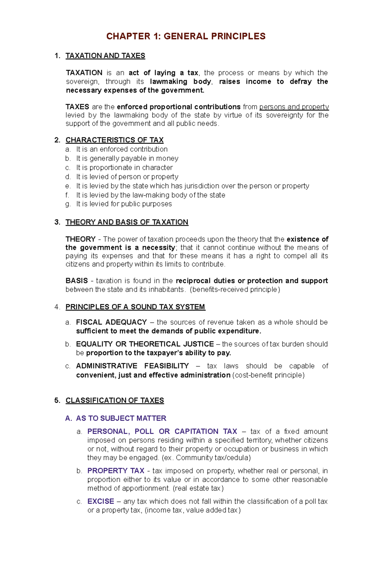 General Principles of Taxation - CHAPTER 1: GENERAL PRINCIPLES 1 ...