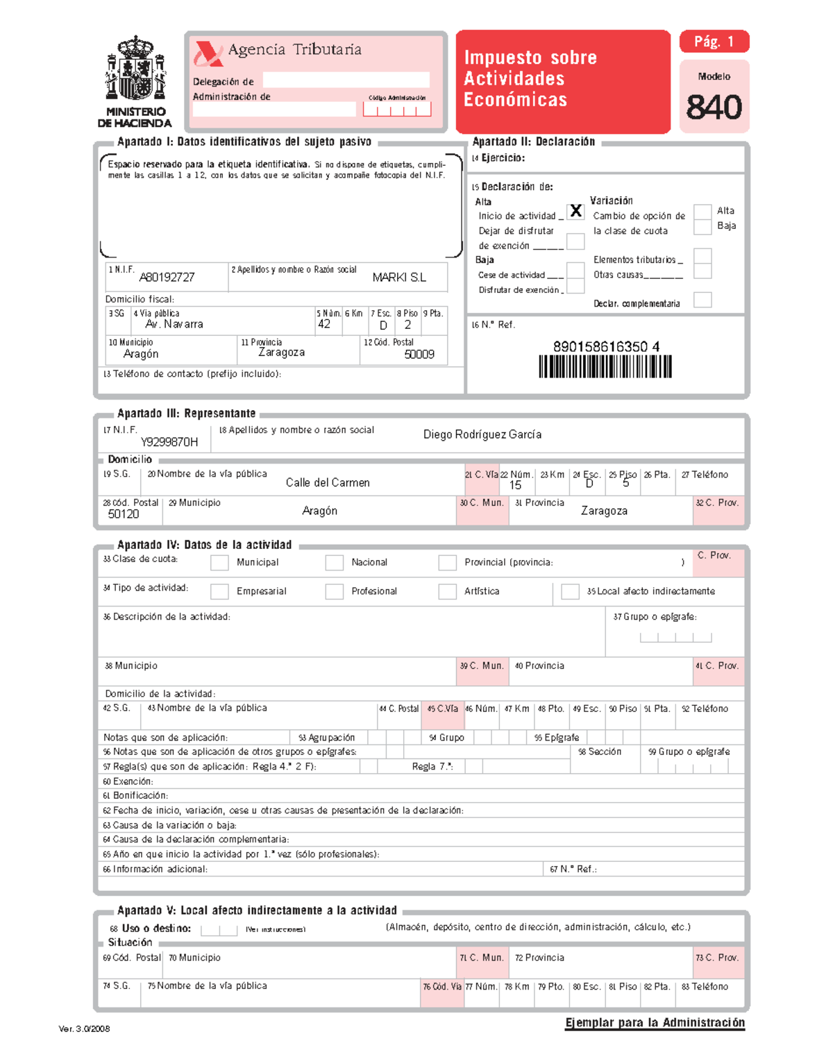 Modelo 840: Instrucciones para Rellenar Formulario 4 de la Agencia ...