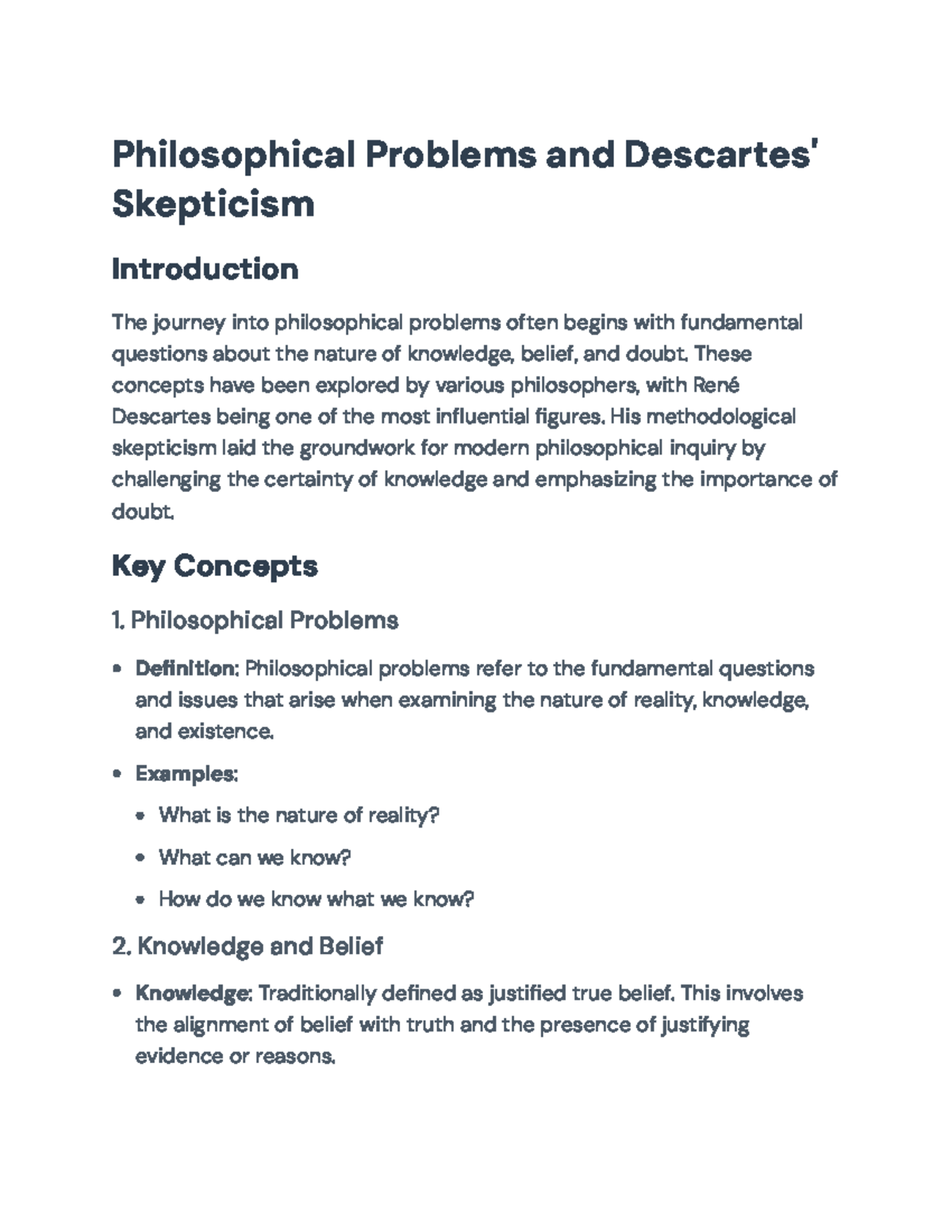 Philosophical Problems in Descartes' Skepticism: An Overview for Study ...