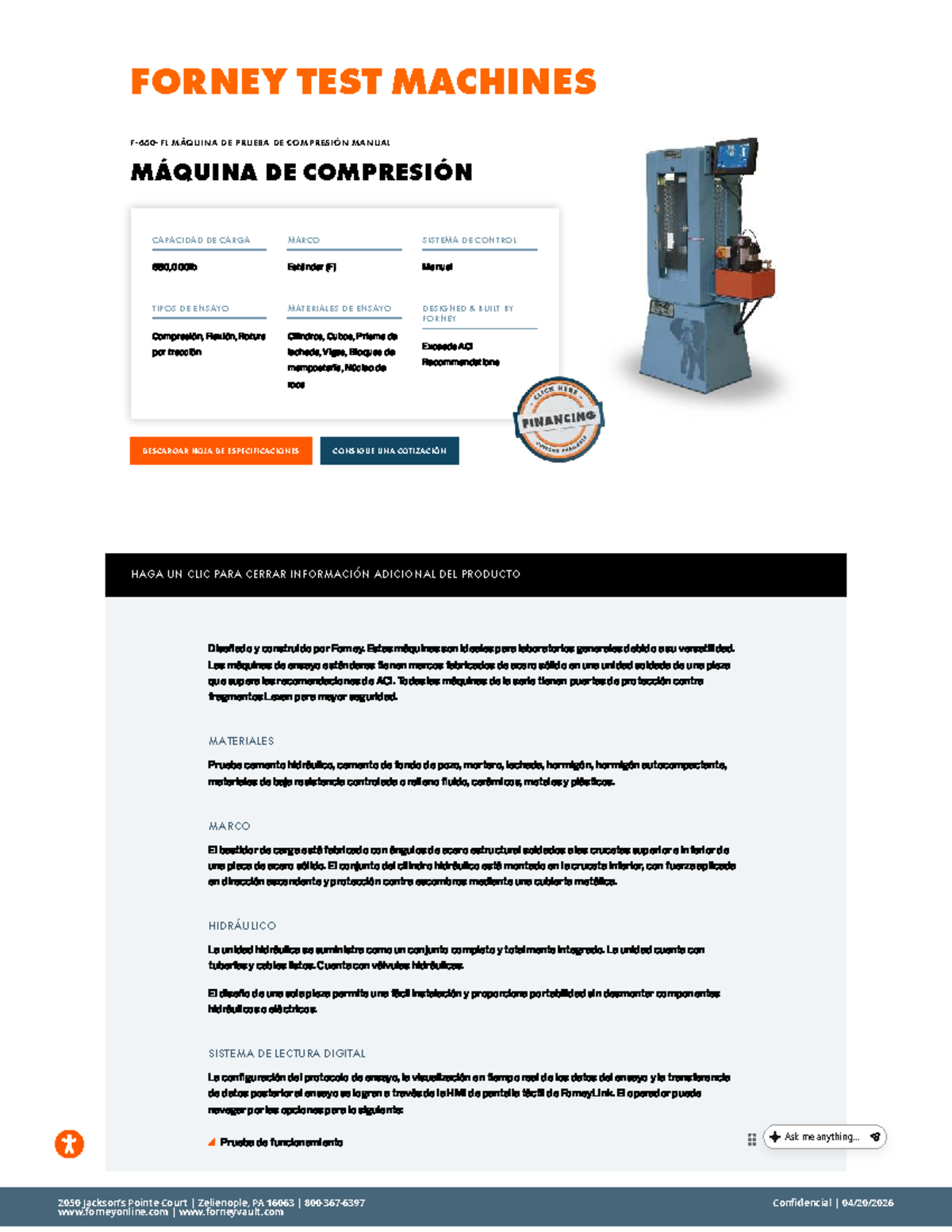 Máquina de Compresión Forney Serie 650 - Estándar (F) - Studocu