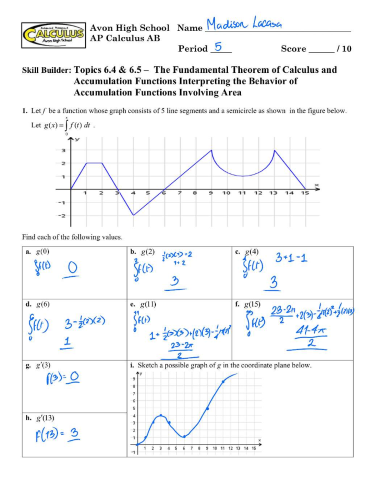 AP Calculus AB (Period 5) Skill Builder: Topics 6.4 & 6.5 - Studocu