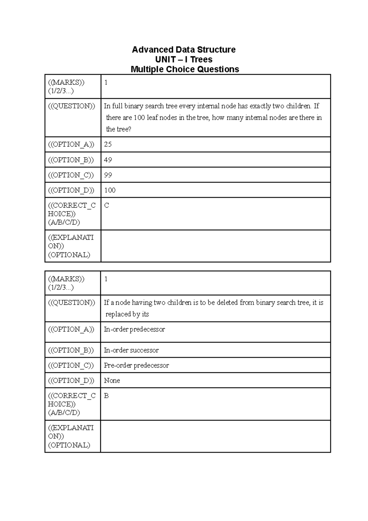 Trees - This file contains tree datastructure questions - Advanced Data ...