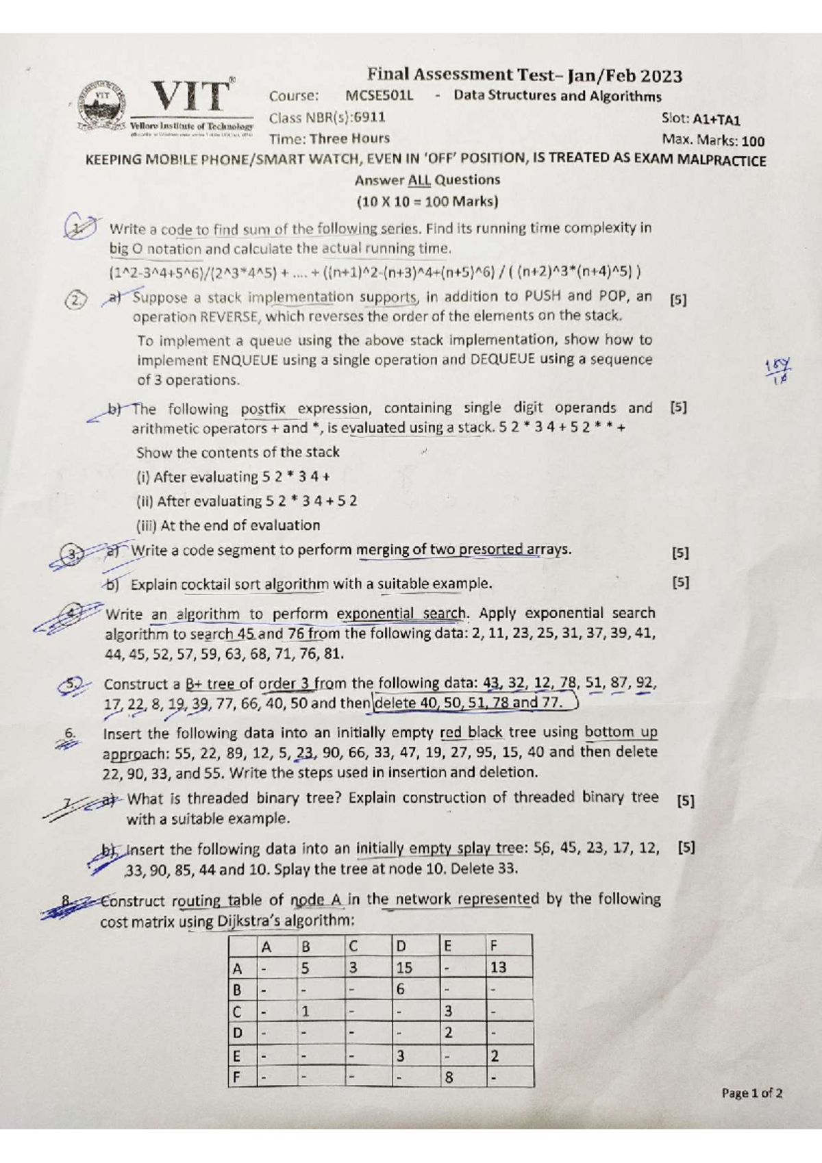 DSA FAT Part-1: Essential Questions for the FAT Exam - Studocu