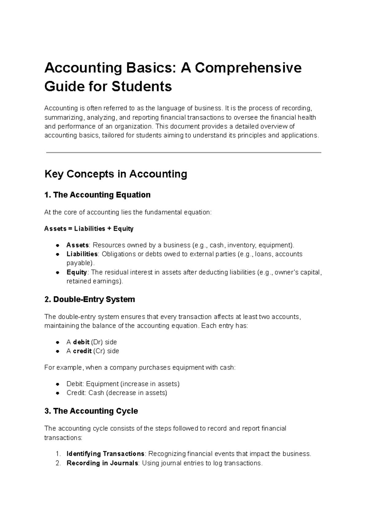 Basic Accounting guide for students - Accounting Basics: A ...